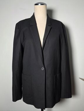 Kit and Ace Black Blazer Size 6 Wool Cashmere Silk Blend Tailored Minimalist
